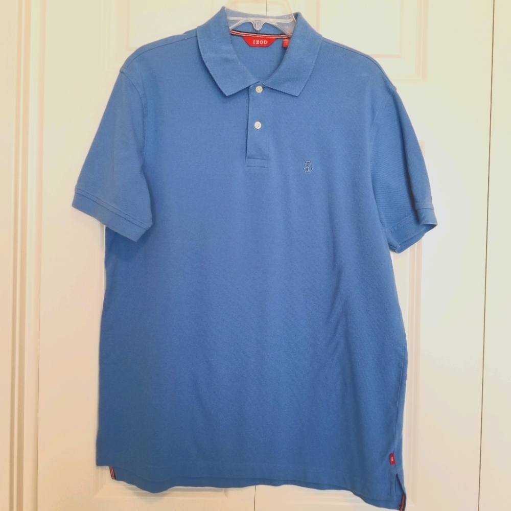 IZOD blue short sleeve cotton polo shirt SZ Large